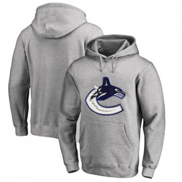 Vancouver Canucks Gray Men's Customized All Stitched Pullover Hoodie