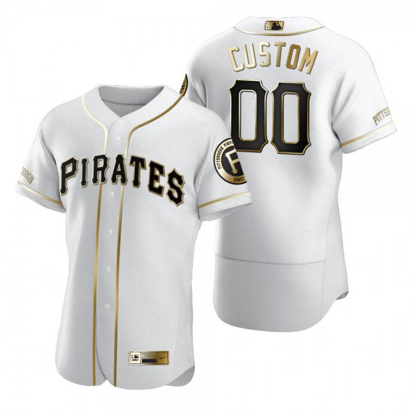 Men's Pittsburgh Pirates Custom Nike White Stitched MLB Flex Base Golden Edition Jersey