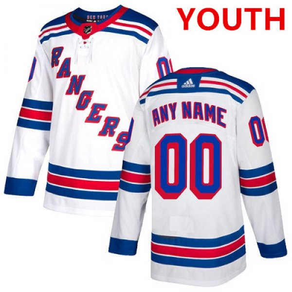 Youth Adidas New York Rangers NHL Authentic White Customized Jersey