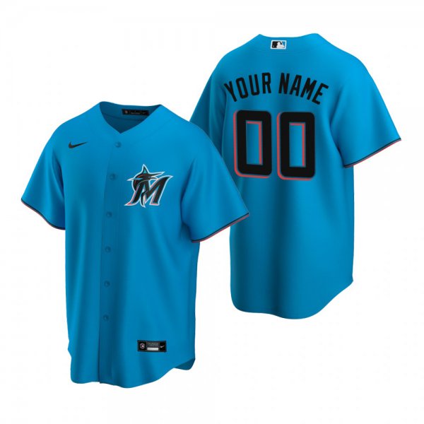 Men's Miami Marlins Custom Nike Blue Stitched MLB Cool Base Jersey