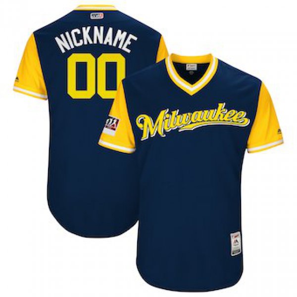 Custom Men's Milwaukee Brewers Majestic Navy 2017 Players Weekend Authentic Team Jersey