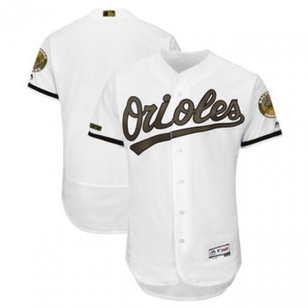 Men's Baltimore Orioles Majestic White 2018 Memorial Day Authentic Collection Flex Base Team Custom Jersey