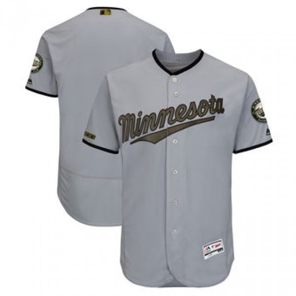 Men's Minnesota Twins Majestic Gray 2018 Memorial Day Authentic Collection Flex Base Team Custom Jersey