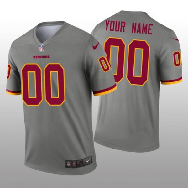 Men's Washington Redskins Custom Gray Inverted Legend Jersey