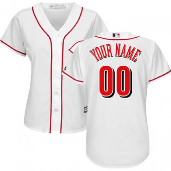 Women's Cincinnati Reds Majestic White Home Cool Base Custom Jersey