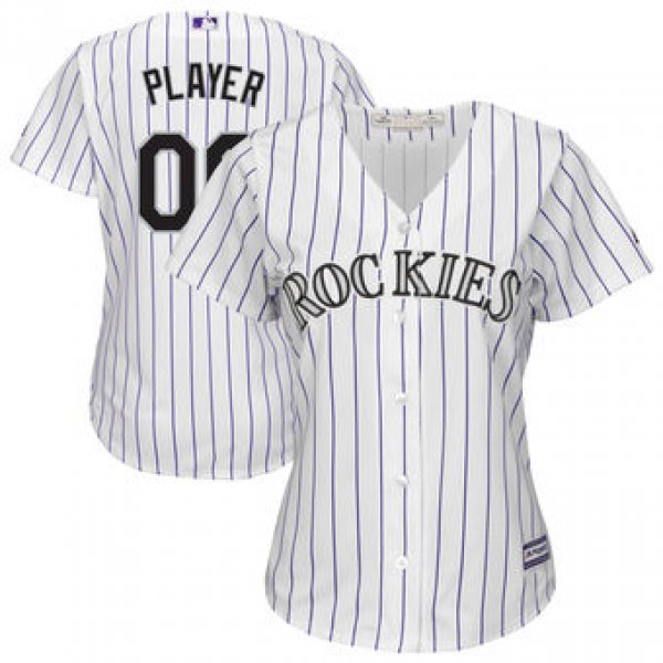 Women's Colorado Rockies Majestic White Home Cool Base Custom Jersey