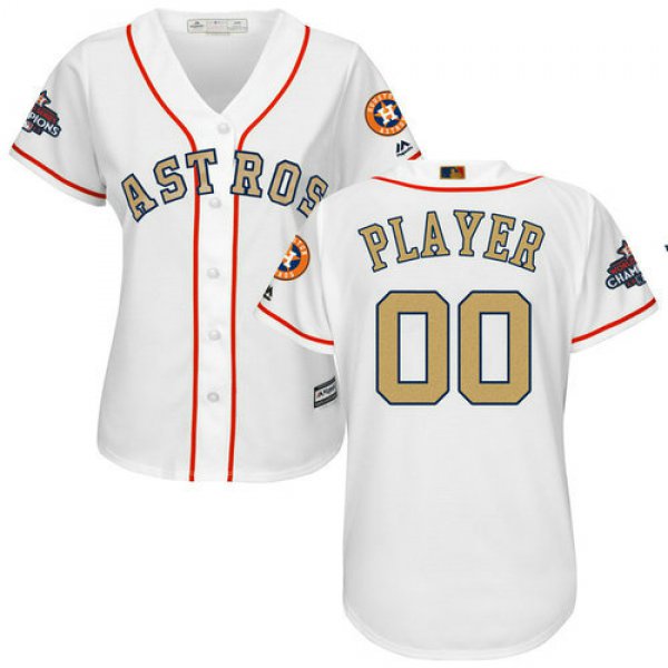 Women's Houston Astros Customized White 2018 Gold Program Cool Base Stitched Baseball jersey