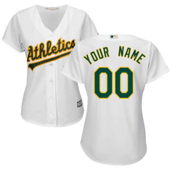 Women's Oakland Athletics Majestic White Home Cool Base Custom Jersey