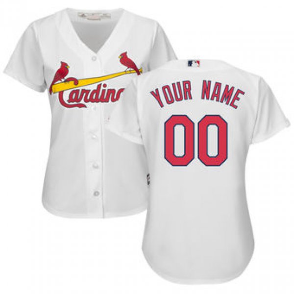 Women's St. Louis Cardinals Majestic White Home Cool Base Custom Jersey