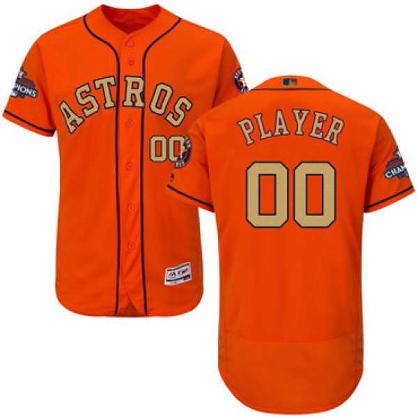 Houston Astros Orange 2018 Gold Program Men's Customized Flexbase Jersey