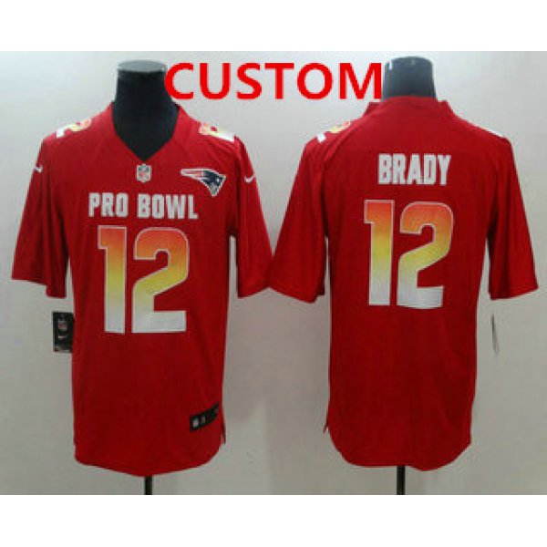 Men's AFC Custom Nike Red 2018 Pro Bowl Game Jersey