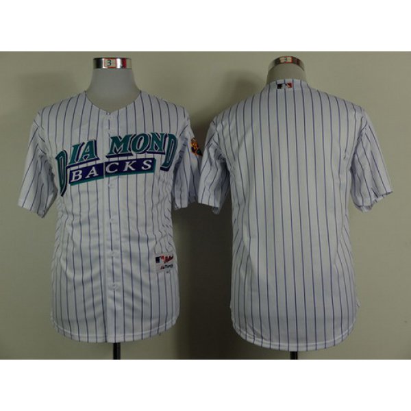 Men's Custom Arizona Diamondbacks Blank 2015 White Pinstripe Jersey