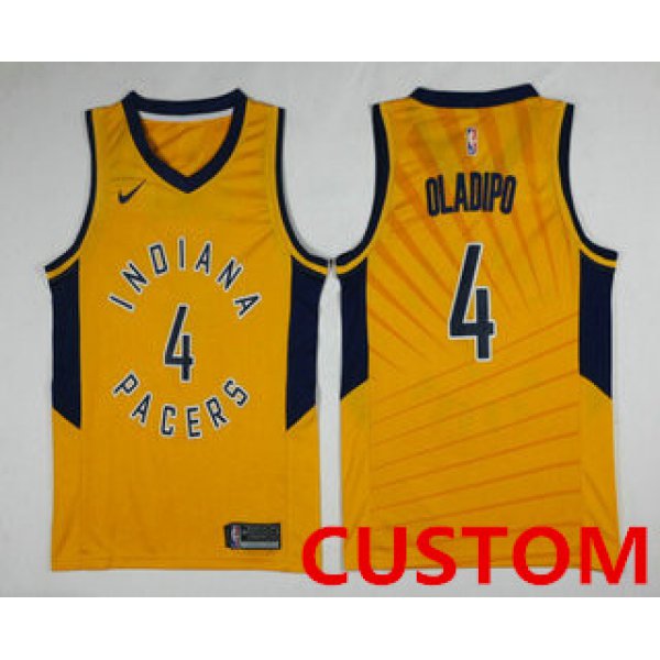 Custom Men's Indiana Pacers New Yellow 2017-2018 Nike Swingman Stitched NBA Jersey