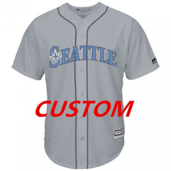Custom Men's Seattle Mariners Majestic Gray Father's Day Cool Base Replica Team Jersey