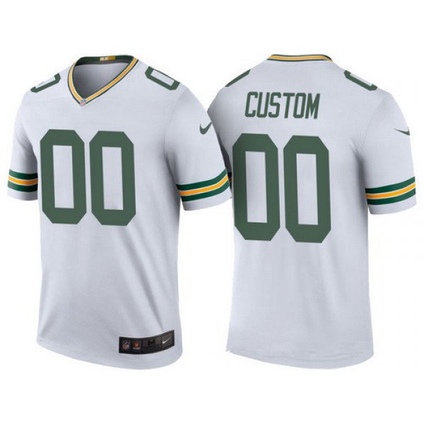 Men's Green Bay Packers White Custom Color Rush Legend NFL Nike Limited Jersey
