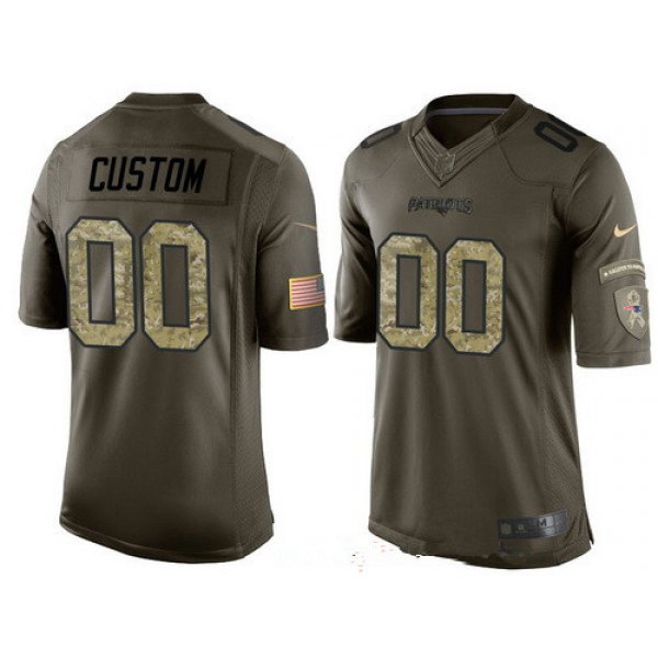 Men's New England Patriots Custom Olive Camo Salute To Service Veterans Day NFL Nike Limited Jersey