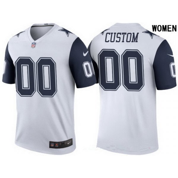 Women's Dallas Cowboys White Custom Color Rush Legend NFL Nike Limited Jersey