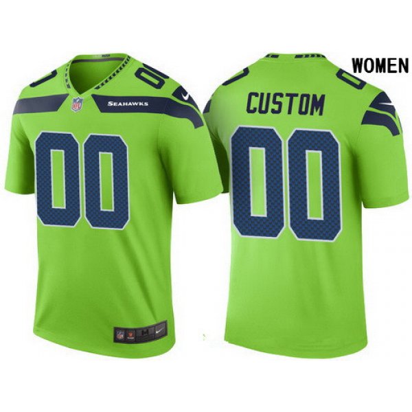 Women's Seattle Seahawks Green Custom Color Rush Legend NFL Nike Limited Jersey