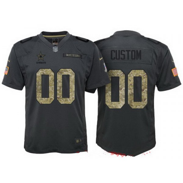 Youth Dallas Cowboys Custom Anthracite Camo 2016 Salute To Service Veterans Day NFL Nike Limited Jersey
