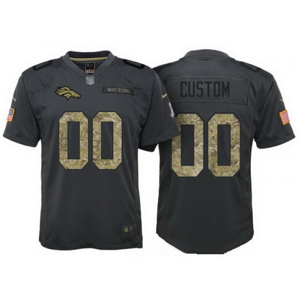 Youth Denver Broncos Custom Anthracite Camo 2016 Salute To Service Veterans Day NFL Nike Limited Jersey