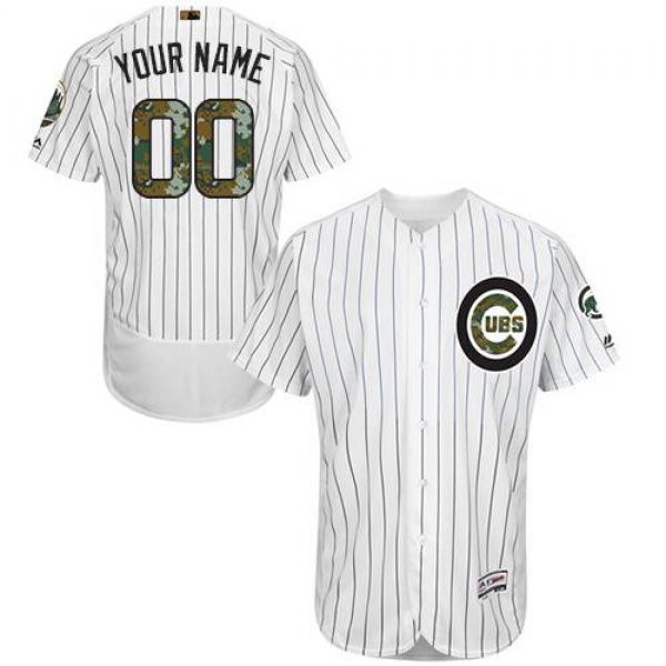 Mens Chicago Cubs 2016 Memorial Day Fashion White Customized Flexbase Majestic MLB Collection Jersey