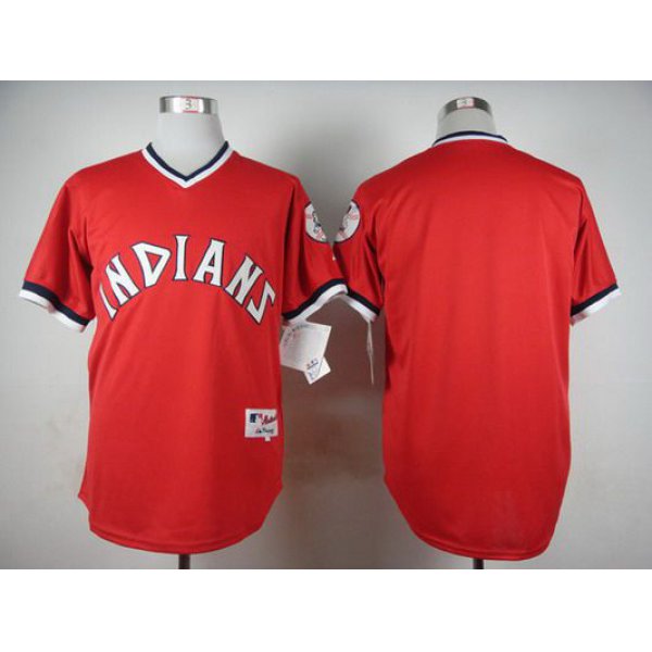 Men's Cleveland Indians Customized 1974 Turn Back The Clock Red Jersey