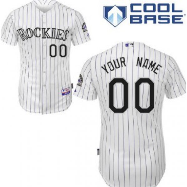 Men's Colorado Rockies Customized White Pinstripe Jersey