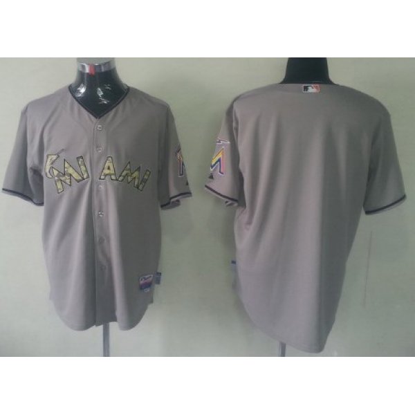 Men's Miami Marlins Customized Gray With Camo Jersey