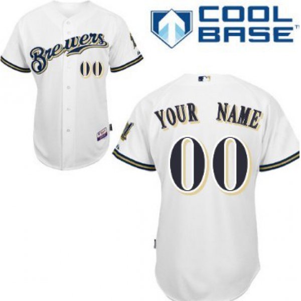 Men's Milwaukee Brewers Customized White Jersey