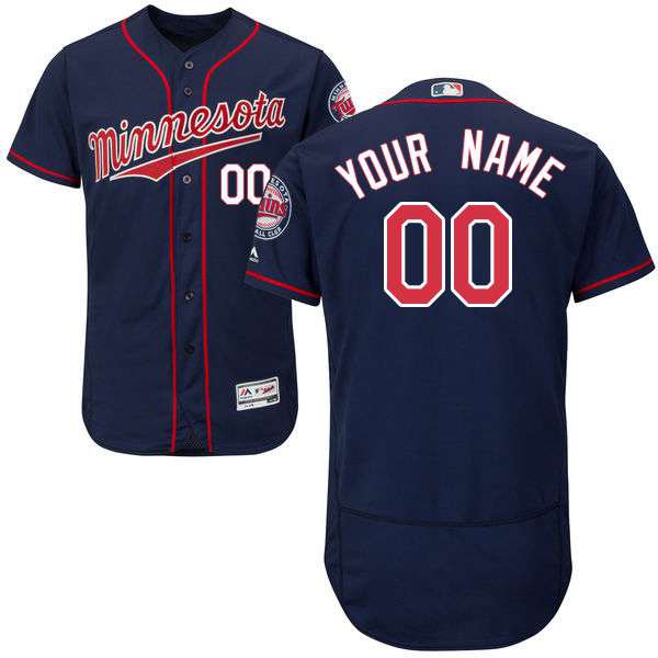 Mens Minnesota Twins Navy Blue Customized Flexbase Majestic MLB Collection Jersey