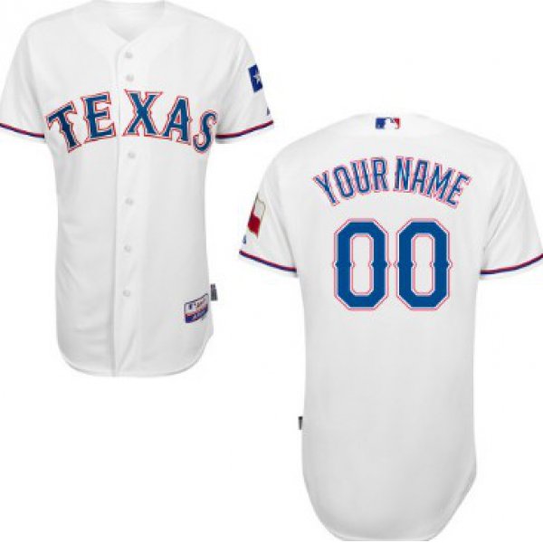 Men's Texas Rangers Customized 2014 White Jersey