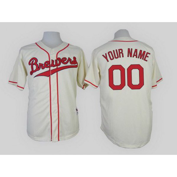 Milwaukee Brewers Customized 1948 Turn Back The Clock Cream Jersey