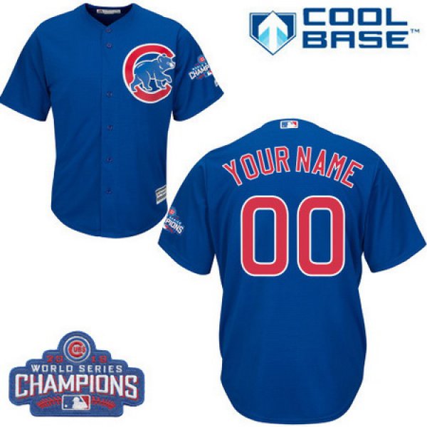 Men's Chicago Cubs Custom Royal Blue 2016 World Series Champions Majestic Cool Base MLB Jersey
