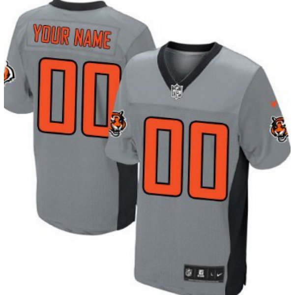 Men's Nike Cincinnati Bengals Customized Gray Shadow Elite Jersey