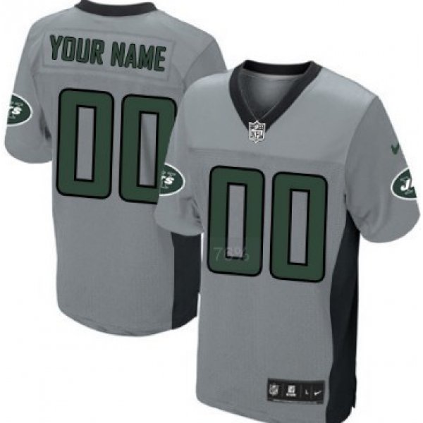 Men's Nike New York Jets Customized Gray Shadow Elite Jersey