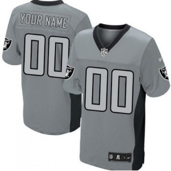 Men's Nike Oakland Raiders Customized Gray Shadow Elite Jersey