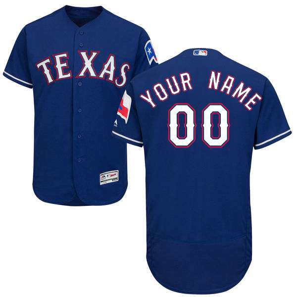 Mens Texas Rangers Royal Blue Customized Flexbase Majestic MLB Collection Jersey