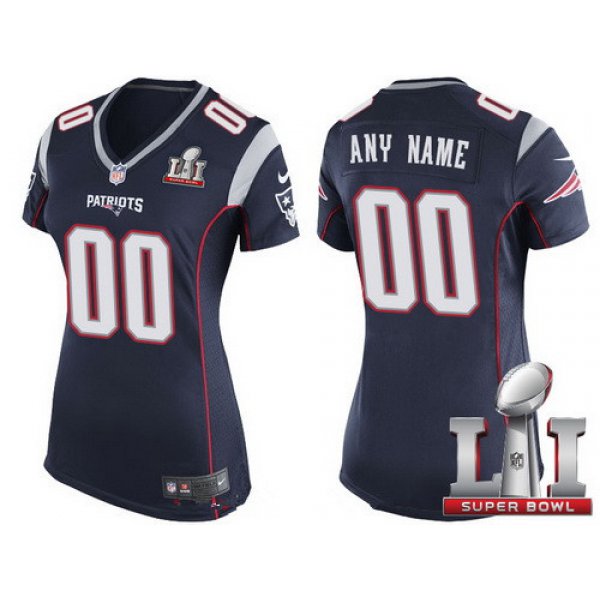Women's New England Patriots Navy Blue 2017 Super Bowl LI NFL Nike Custom Game Jersey