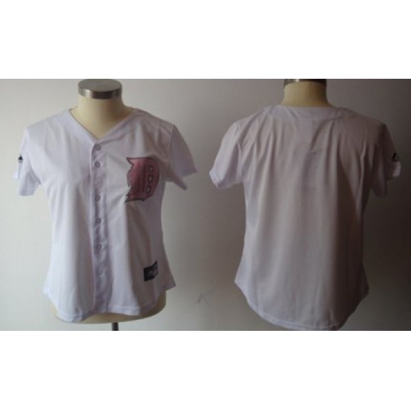 Women's Detroit Tigers Customized White With Pink Jersey