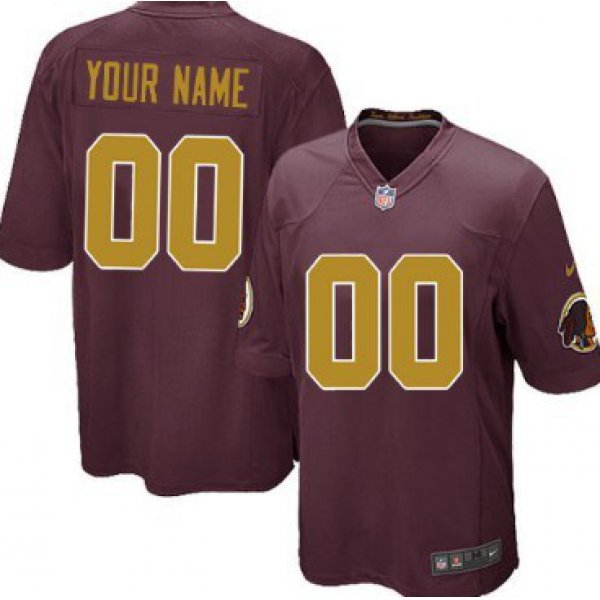 Youth Nike Washington Redskins Customized Red With Gold Game Jersey