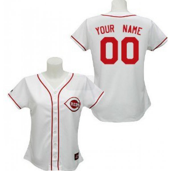 Women's Cincinnati Reds Customized White With Red Jersey