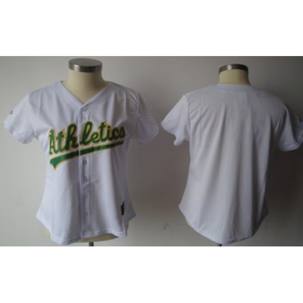 Women's Oakland Athletics Customized White With Green Jersey