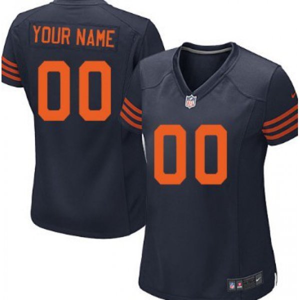 Women's Nike Chicago Bears Customized Blue With Orange Limited Jersey