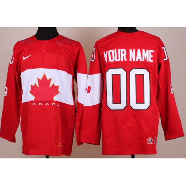 2014 Olympics Canada Mens Customized Red Jersey