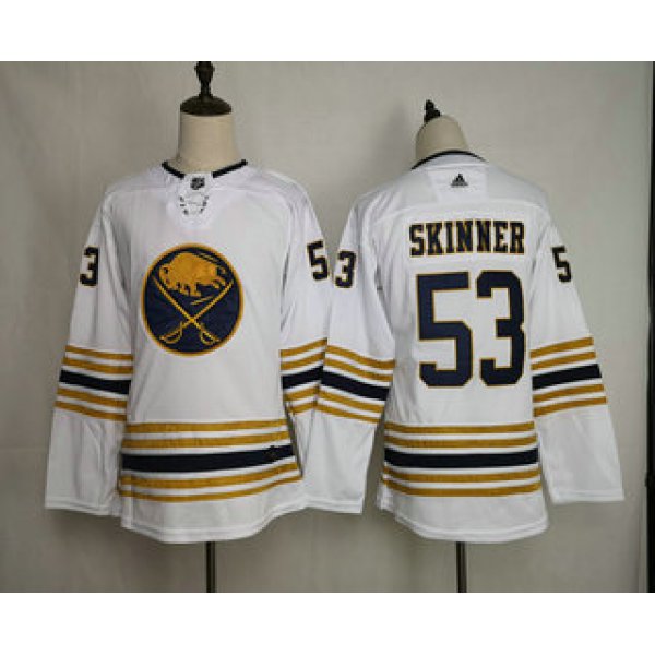 Youth Buffalo Sabres #53 Jeff Skinner White With Gold 50th Anniversary Adidas Stitched NHL Jersey