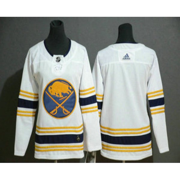 Youth Buffalo Sabres Blank White With Gold 50th Anniversary Adidas Stitched NHL Jersey