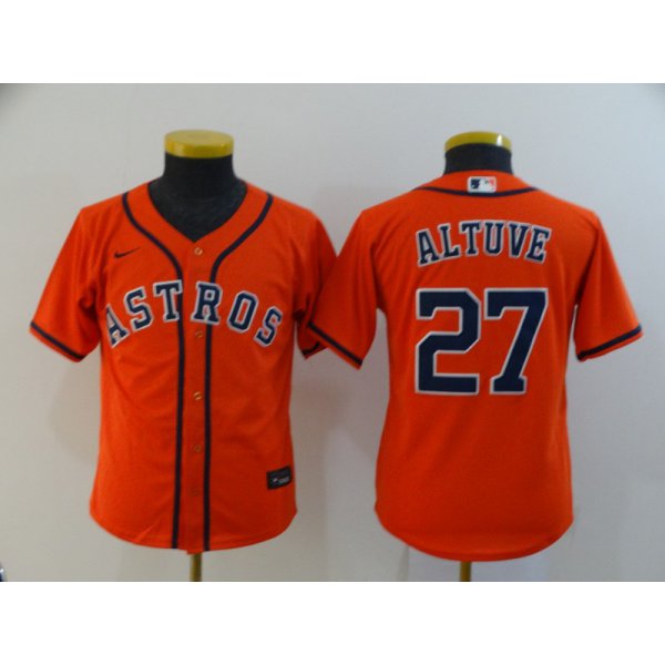 Youth Houston Astros #27 Jose Altuve Orange Stitched MLB Cool Base Nike Jersey