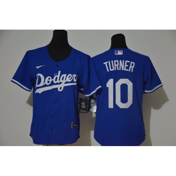 Youth Los Angeles Dodgers #10 Justin Turner Blue Stitched MLB Cool Base Nike Jersey