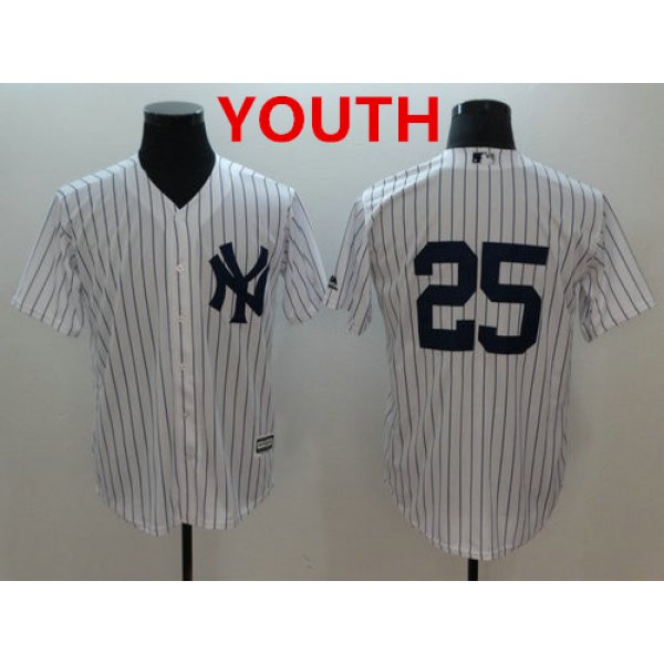 Youth New York Yankees #25 Gleyber Torres White Cool Base Jersey