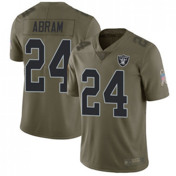 Raiders #24 Johnathan Abram Olive Youth Stitched Football Limited 2017 Salute to Service Jersey